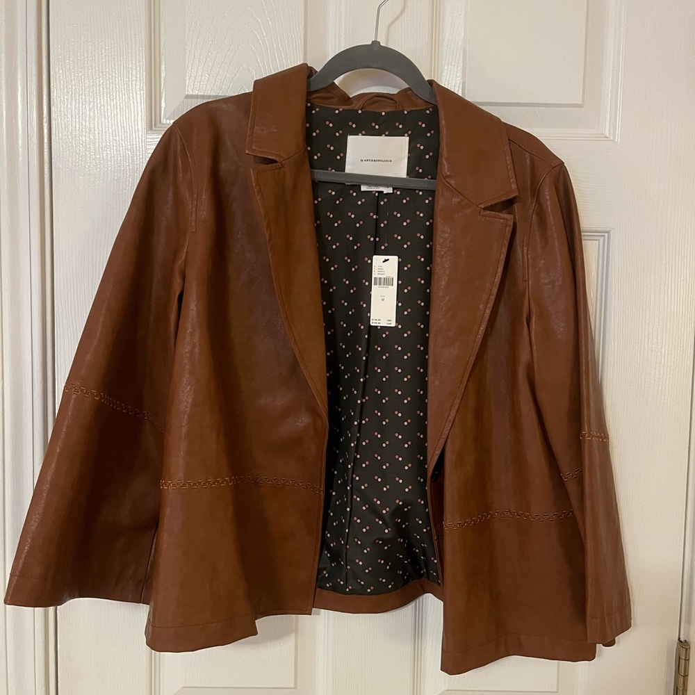 Anthropologie Brown Leather Jacket - M - NWT